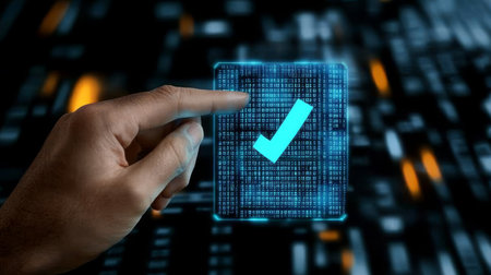 Digital Confirmation Acceptance as Finger Touches Virtual Screen for Secure Identity Verificationの素材