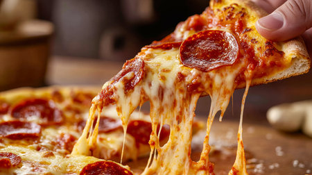 Mouthwatering Pepperoni Pizza with Melted Cheese on a Crispy Crust for Every Pizza Loverの素材
