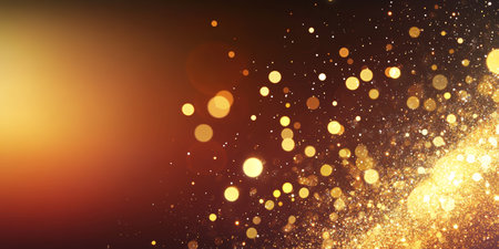 A Dazzling Vista of Glimmering Gold Highlights Shimmering Across a Deep Gradient Backgroundの素材