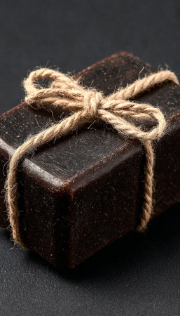 Artisanal Deep Brown Soap Luxurious Natural Bar for Radiant Skin Care, Tied With Twine for Charmの素材