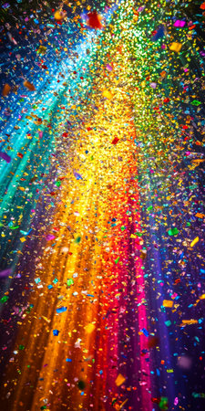 Colorful bursts of streams in a kaleidoscopic explosion creating a vibrant visual symphonyの素材