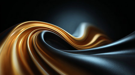 Abstract Golden and Dark Wave Design with Realistic 3D Rendering for Sophisticated Luxury Backgroundの素材