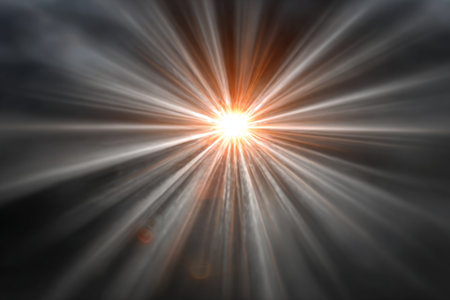 Radiant Burst with Diffuse Streaks in Ethereal Arrangement of Diverging Fractal Forms and Energiesの素材