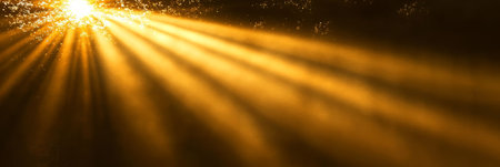 Dramatic Sunlight Rays Shining Through Dark Haze Creating a Cosmic and Spiritual Atmosphereの素材