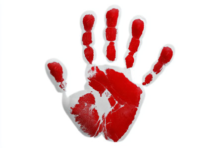 A Red Impression in White Style Expressing Violence through Blood-Stained Hands and Protest Themesの素材