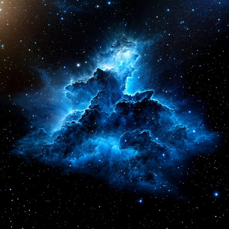 A Stunning View of the Enigmatic Blue Nebula Drifting Through the Cosmos in Vibrant Colorsの素材