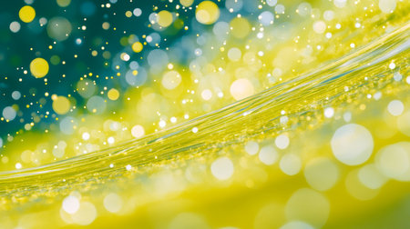 Aqua and Chartreuse Stream with Dynamic Particle Effects in a Luminous Digital Landscape Designの素材