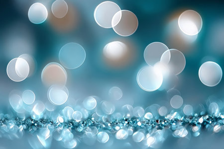 Beautiful Abstract Sky Blue Bokeh Backgrounds with Dreamy Glows and Sparkling Light Circlesの素材