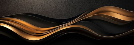 Luxurious Fluid Geometric Elegance in Golden and Dark Tones. Opulent Background with smooth flow.の素材