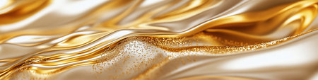 Abstract Gold Foil Texture Illustration with Smooth Reflective Surface and Dynamic Lighting Effectsの素材