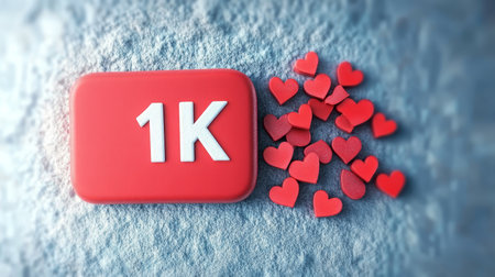 Vibrant Celebration of Social Media Success with One Thousand Likes and Engagements on Trendy Designの素材
