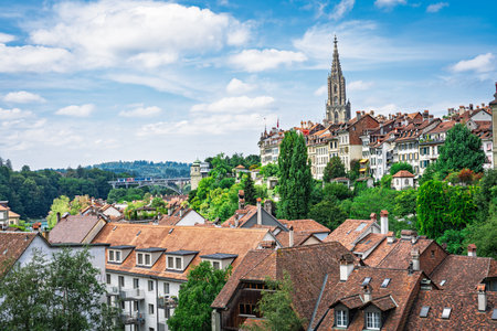 Stunning Bern, Switzerland Captivating View of the Old City, Tower, and Architectural Splendor