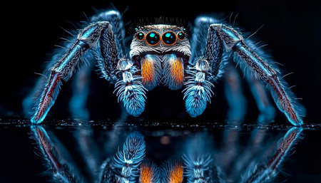Macro Photography of Segmented Spider Legs on a Glossy Background, Showcasing Nature s Detailsの素材