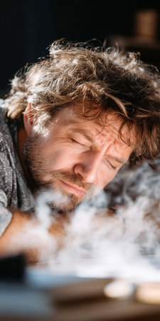 Exhaustion Chronicles An Introspective Portrait of Fatigue and Overwhelm in Modern Life Todayの素材