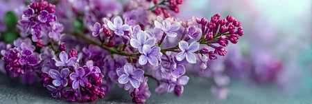 Close-up of Beautiful Lilac Flowers in Full Bloom, Showcasing Their Vibrant Purple Hues and Petalsの素材