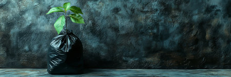 Resilience Emerging A Vibrant Plant Thriving Against an Urban Wall, Symbolizing Hope and Growthの素材