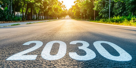 The Road to 2030 A Visionary Journey Ahead Towards a Bright Future on the Path of Progressの素材