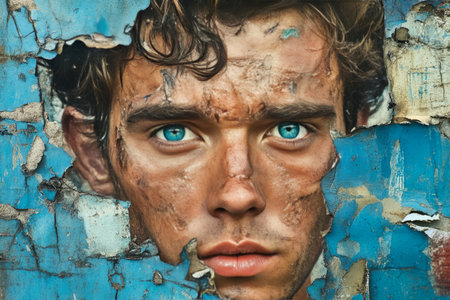 A Fragmented Portrait of a Solitary Figure Experiencing Deep Mental Anguish and Emotional Turmoilの素材