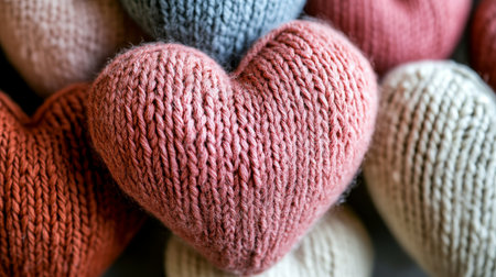 Handmade Knitted Hearts in Assorted Colors, Ideal for Home Decor and Thoughtful Giftsの素材