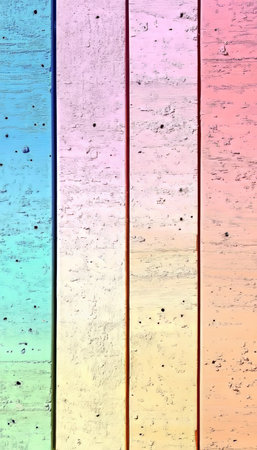 Colorful Pastel Planks Texture with Gradient Wood Backdrop for Vibrant Interior Design Elementsの素材