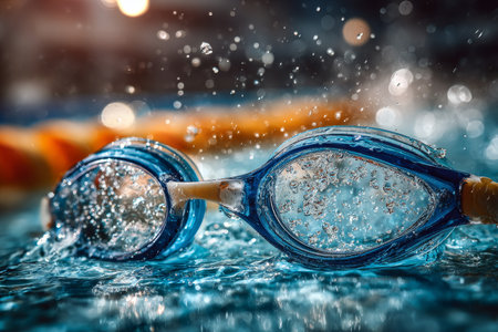 Dynamic Action in the Pool Aquatic Gear for Sports Recreation and Swimming Splashing Funの素材