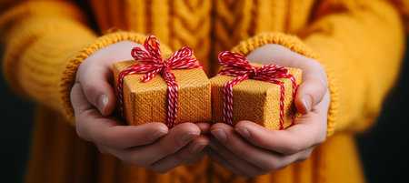 Handmade Christmas Gift with Beautiful Wrapping Paper, Perfect for Sharing Joy and Creating Memoriesの素材