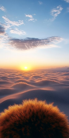 Breathtaking Sunset Over the Ocean Featuring Fluffy Clouds and a Majestic Golden Horizon Viewの素材