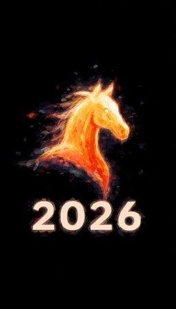 Fiery Steed of 2026 A Symbol of Vitality, Energy, and the Auspicious Fire Horse Characteristicsの素材