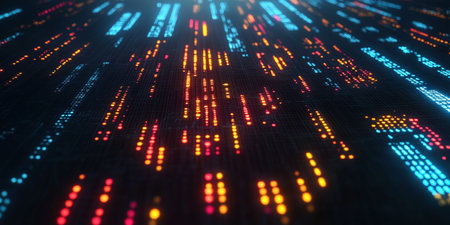 Dynamic Global Network Nodes Connecting Digital Monetary Units in a Modern Abstract Tech Environmentの素材