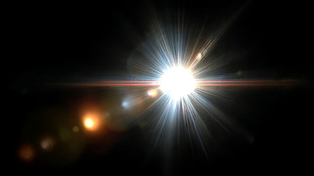 Brilliant Luminescence of a Stellar Effect, a Dynamic Light Phenomenon in the Darkness of Spaceの素材