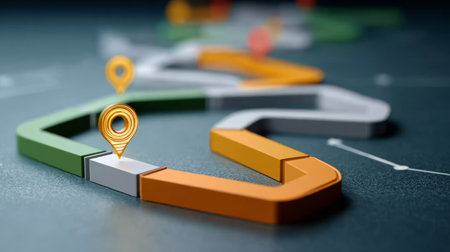 Comprehensive Abstract Roadmap Visualization Showcasing Technological Advancements and Innovationsの素材