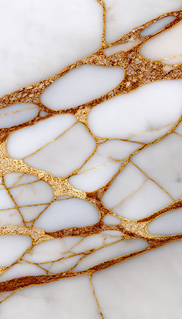 Elegant Golden Veined White Marble Wallpaper with Polished Texture for a Modern Aesthetic Designの素材