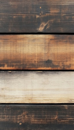 Rustic Wooden Plank Texture Background, Vintage Oak Wood Planks with Grain and Weathered Surfaceの素材