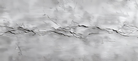 Rough and Weathered Gray Concrete Wall with Distressed Texture, Deep Fissures, and Old-Style Charmの素材