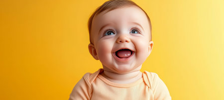 Adorable Laughing Baby Expressing Pure Joy in a Bright, Cheerful Atmosphere with Playful Innocenceの素材