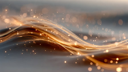 Radiant Golden Light Streams with Soft Motion Blur and Sparkles on a Subtle Textured Backgroundの素材