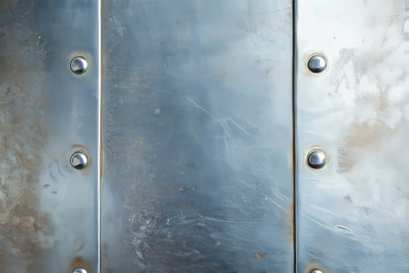 Detailed Brushed Metal Surface with Fine Scratches, Texture Variations, and Bolted Seam Edgesの素材