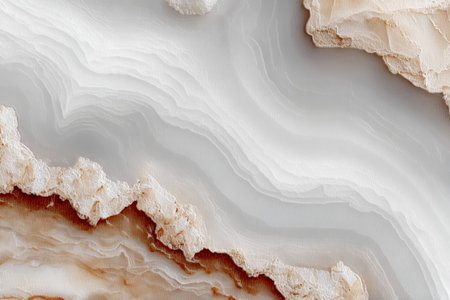Elegant Texture of Genuine White Onyx Stone Slab with Flowing Wave Patterns for Luxurious Interiorsの素材