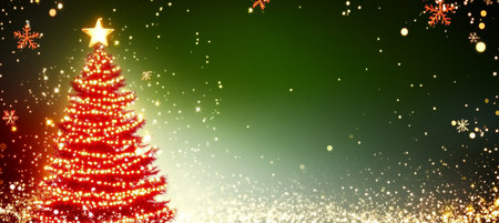 Elegant Christmas Tree Adorned with Sparkling Ornaments and Lights Creating a Festive Atmosphereの素材