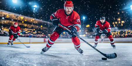 Dynamic Ice Hockey Match Intense Action, Skilled Players, and Passionate Performance on the Rinkの素材