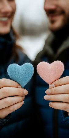 Affectionate Couple Sharing Heartfelt Moments, Symbols of Love, Intimacy, and Deep Connection.の素材