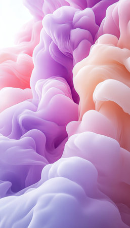 Swirling Clouds of Pastel Colored Pigment in an Ethereal Dreamlike Illustration with Smooth Texturesの素材