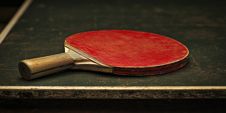 Vintage Table Tennis Gear A Collection of Retro Wooden Paddles and Classic Sports Memorabiliaの素材