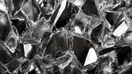 Abstract Fragments of Shattered Ice Crystals with Sharp Edges Creating a Stunning Mosaic Illusionの素材