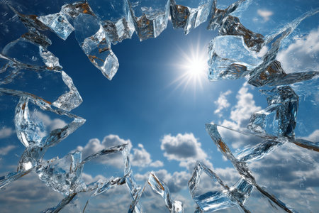 Breaking Barriers with Shattered Glass, Revealing a Bright Future and New Beginnings Ahead.の素材