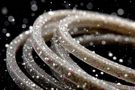 Captivating Swirling Luminescence of Frosty White Light Sparkling Against the Dark Night Skyの素材