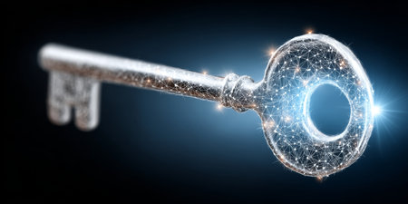 Futuristic Data Connectivity with Glowing Ethereal Key Design for Digital Era Solutions and Accessの素材
