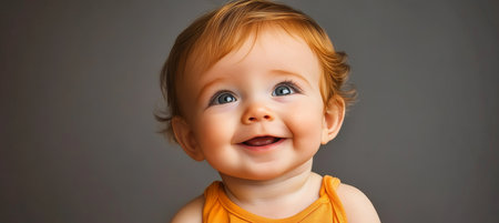Charming Smiling Baby Girl with Bright Eyes, Radiating Joy and Innocence in Heartwarming Momentsの素材