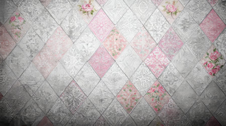 Faded Patterns Create Charming Abstract Tapestry with Romantic Hues in Modern Color Style Designの素材