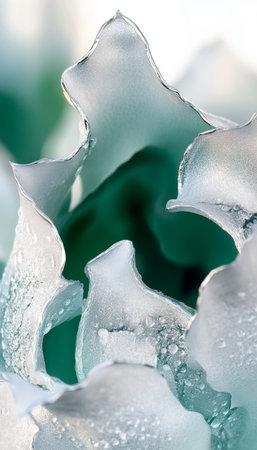 Elegant Abstract Floral Decor Artwork with Soft Mint Shades and Silver Wash for Modern Interiorsの素材